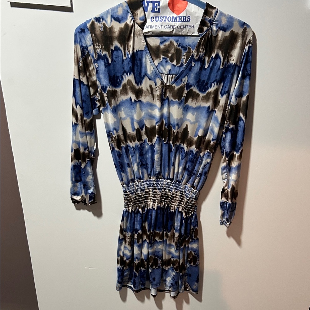 Ariella Brown Blue and White Dress M